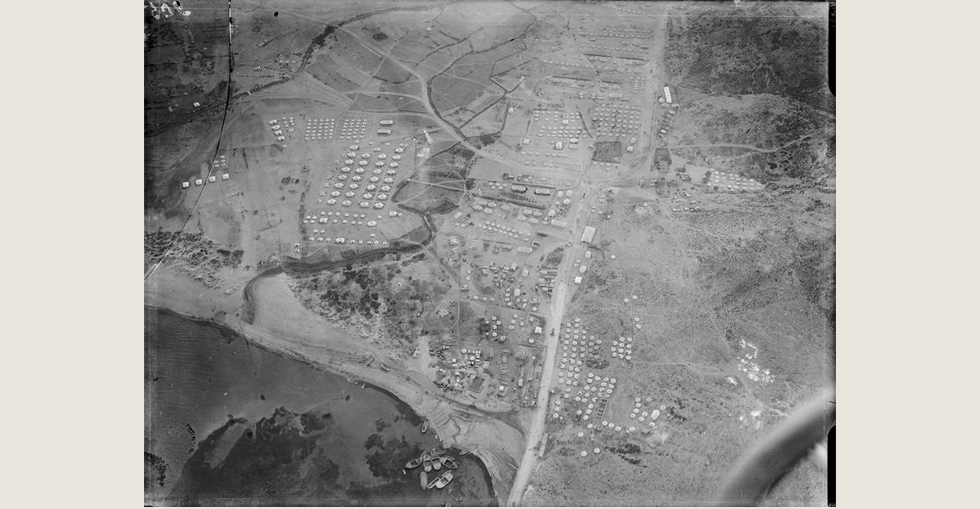 Aerial view of a camp in the Dardanelles, 29 March 1915