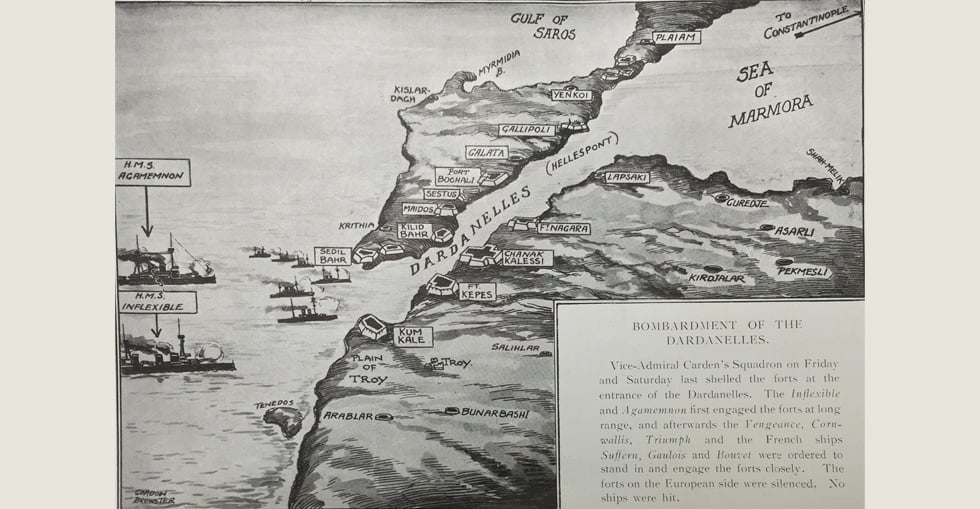 Map of the Dardanelles and Gallipoli Peninsula