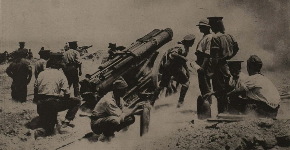 'Annie' and other guns - part of the British artillery at Gallipoli