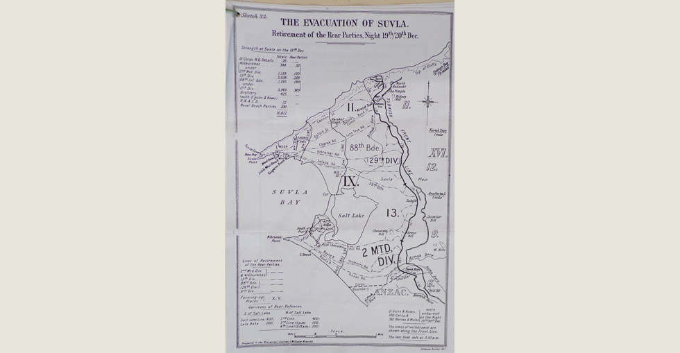 Plan for the evacuation of Suvla. Retirement of the Rear Parties on the night of 19/20 Dec