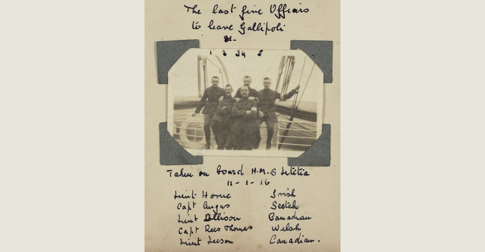 The last officers to leave Gallipoli, January 1916