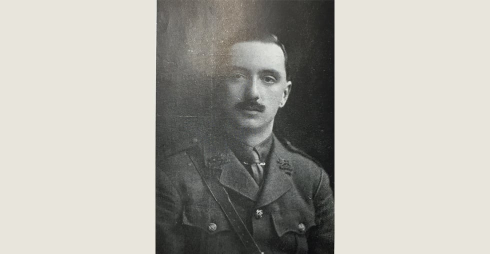 Lieut. Noel Trevor Worthington, 6th King's Lancashire Regiment, wounded at the Dardanelles on 8 August 1915.