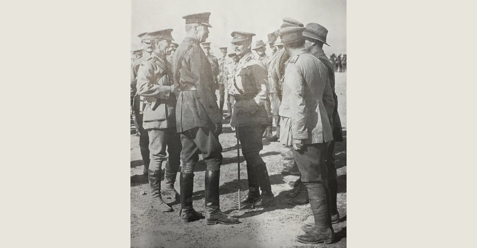 Lord Kitchener talking with some of the Australians in Gallipoli