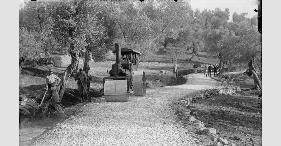 French colonial troops making roads on the shores of Port Iero, Mitylene.