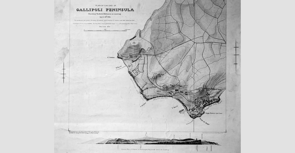 Map of the Gallipoli Peninsula