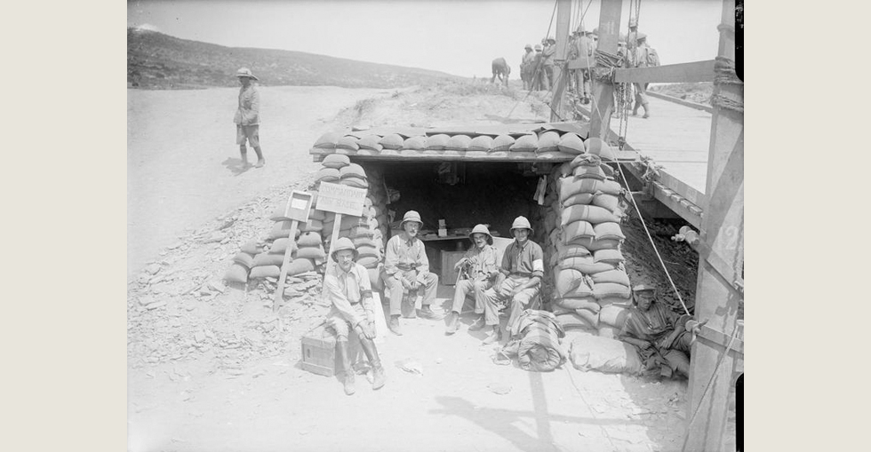 Office dug-out of the Commandant at Advanced Post in Suvla Bay.