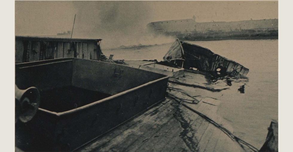 A snapshot on the day of the final evacuation - a Turkish shell drops near the pier at Lancashire Landing, Cape Helles