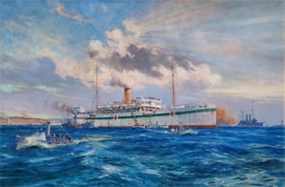 The Royal Navy hospital ship Somali off Cape Helles. (Imperial War Museum)