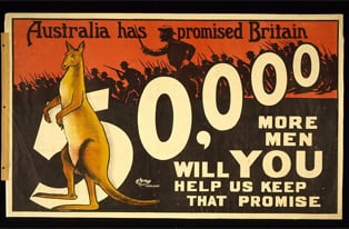 Australian recruitment poster from 1915. (Australian War Memorial)